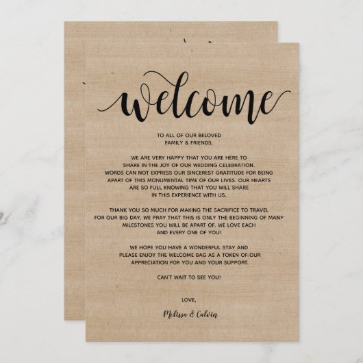 Welkom bij Rustige Boerderij Wedding en reiskaart Programmakaart (Voorkant / Achterkant)