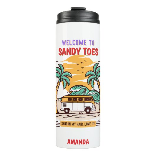 Welkom bij Sandy Toes Summer Beach Thermosbeker (Voorkant)