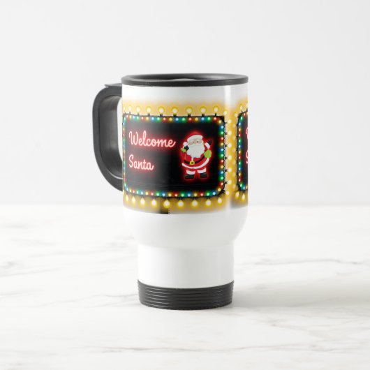 Welkom bij Santa Bright Christmas Lights Billboard Reisbeker (Voorkant links)