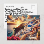 Welkom bij Santorini, Griekenland briefkaart (Voorkant / Achterkant)