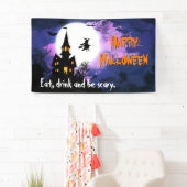 Welkom bij Scary Haunted House - Happy Halloween Spandoek (Insitu)