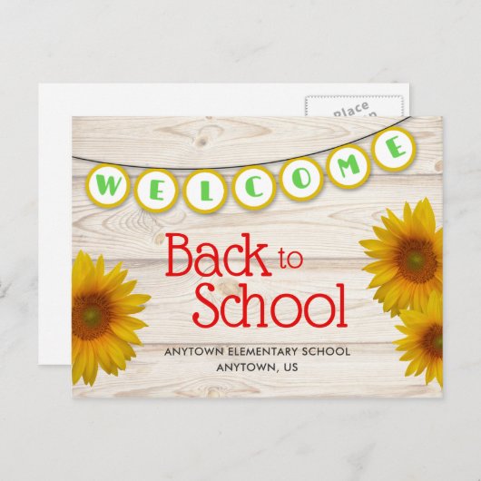 Welkom bij School Yellow Daisies Rustic Briefkaart (Voorkant / Achterkant)