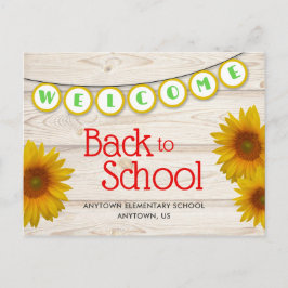 Welkom bij School Yellow Daisies Rustic Briefkaart