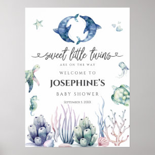 Welkom bij Sea Life Twins Baby Shower Poster