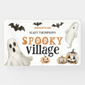 Welkom bij Spooky Village Ghosts Name Halloween Spandoek (Horizontaal)