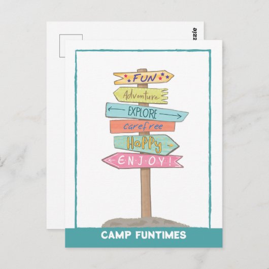 Welkom bij Summer Camp Custom Name Fun Sign Briefkaart (Voorkant / Achterkant)