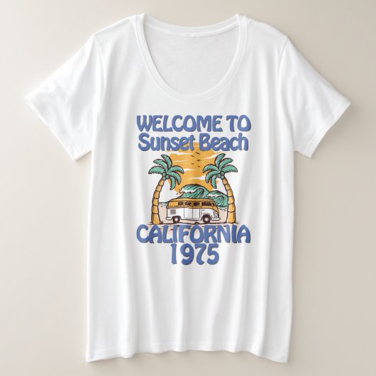 Welkom bij Sunset Beach -  Vibes Grote Maat T-shirt (Design voorkant)