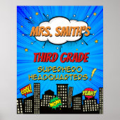 Welkom bij Superheld Headquarters Classroom Poster (Voorkant)