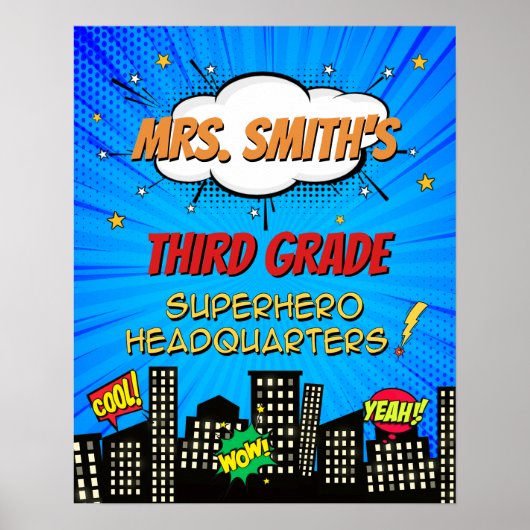 Welkom bij Superheld Headquarters Classroom Poster (Voorkant)