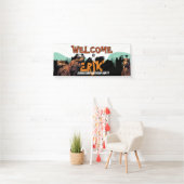 Welkom bij T-Rex Banner – Roaring Dino Party Sign (Insitu)