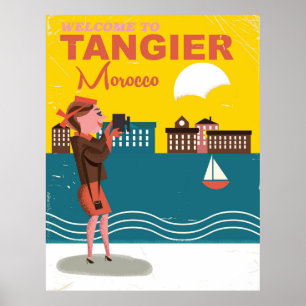 Welkom bij Tangier Marokko vintage reisposter Poster