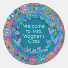 Welkom bij Teacher’s Class Personalized Ronde Sticker
