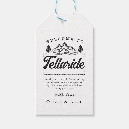 Welkom bij Telluride Colorado Wedding Minimalist Cadeaulabel (Voorkant)