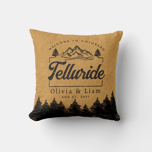 Welkom bij Telluride Colorado Wedding Minimalist Kussen (Voorkant)