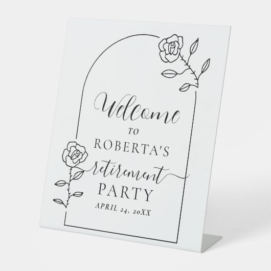 Welkom bij Text Script Retiment Party Reclamebord Met Voetstuk (Voorkant)