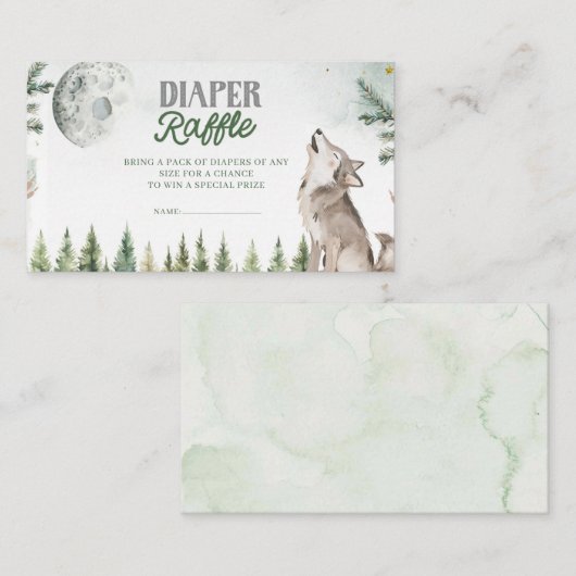 Welkom bij The Pack Forest Wolf Diaper Raffle Informatiekaartje (Voorkant / Achterkant)