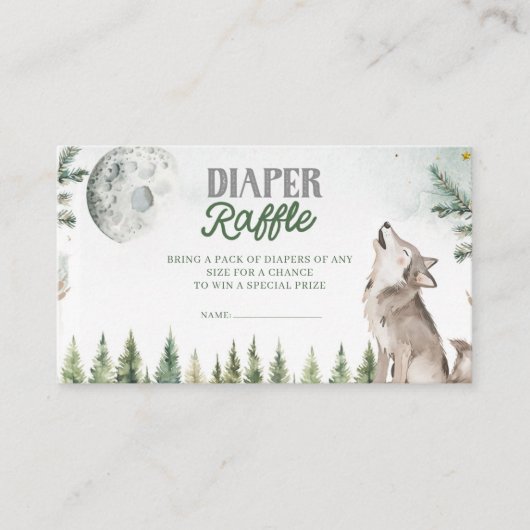 Welkom bij The Pack Forest Wolf Diaper Raffle Informatiekaartje (Voorkant)