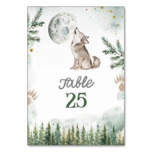 Welkom bij The Pack Forest Wolf Table Number Kaart