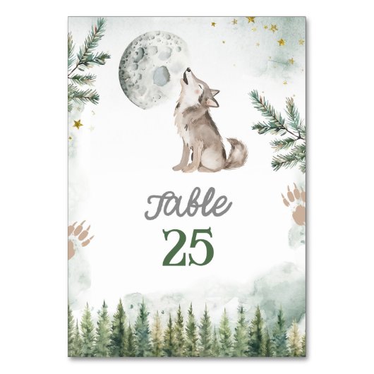 Welkom bij The Pack Forest Wolf Table Number Kaart (Voorkant)