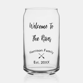 Welkom bij The River aangepaste familienaam Blikvorm Glas