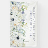 Welkom bij Trouwnamen White Boho Florals Spandoek (Verticaal)