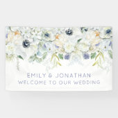 Welkom bij Trouwnamen White Boho Florals Spandoek (Horizontaal)