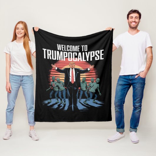 Welkom bij Trump-ocalyps Funny Trump Halloween Fleece Deken (In situ)
