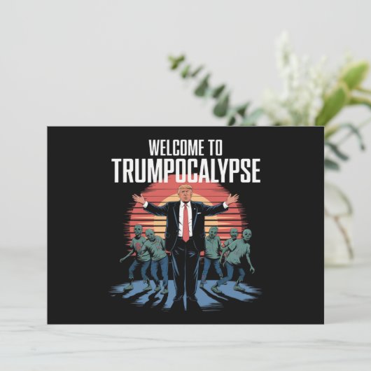 Welkom bij Trump-ocalyps Funny Trump Halloween Kaart (Staand voorkant)
