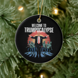 Welkom bij Trump-ocalyps Funny Trump Halloween Keramisch Ornament