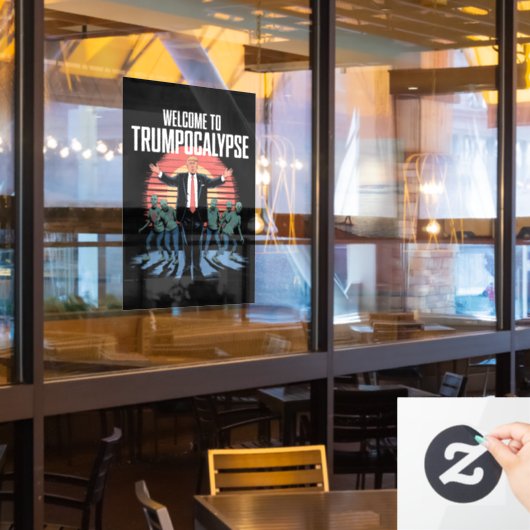 Welkom bij Trump-ocalyps Funny Trump Halloween Raamsticker (Restaurant Raam)