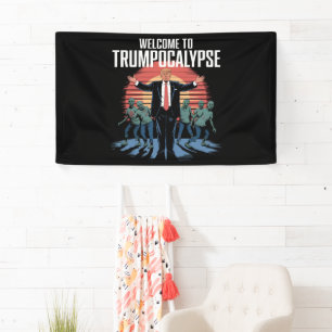 Welkom bij Trump-ocalypse Grappige Trump Halloween Spandoek