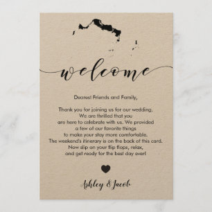 Welkom bij Turks- en Caicos-bruiloft Programmakaart