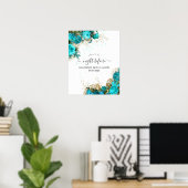 Welkom bij Turquoise en Gold Wedding Rehearsal Poster (Thuiskantoor)
