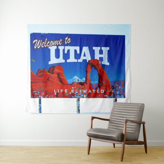 Welkom bij Utah-bord Wandkleed (In Situ (horizontaal))