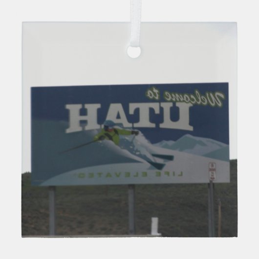 Welkom bij Utah Glas Ornament (Achterkant)