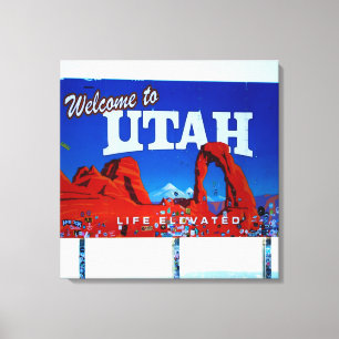 Welkom bij Utah Sign Canvas Afdruk