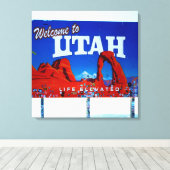 Welkom bij Utah Sign Canvas Afdruk (Insitu (Houten vloer))