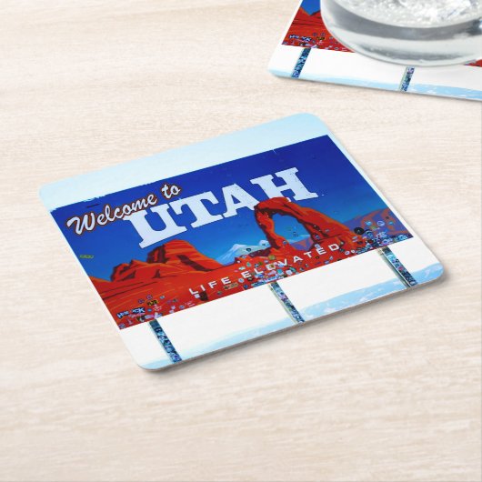 Welkom bij Utah Sign Kartonnen Onderzetters (Schuin)