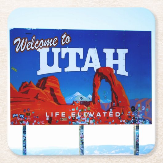 Welkom bij Utah Sign Kartonnen Onderzetters (Voorkant)