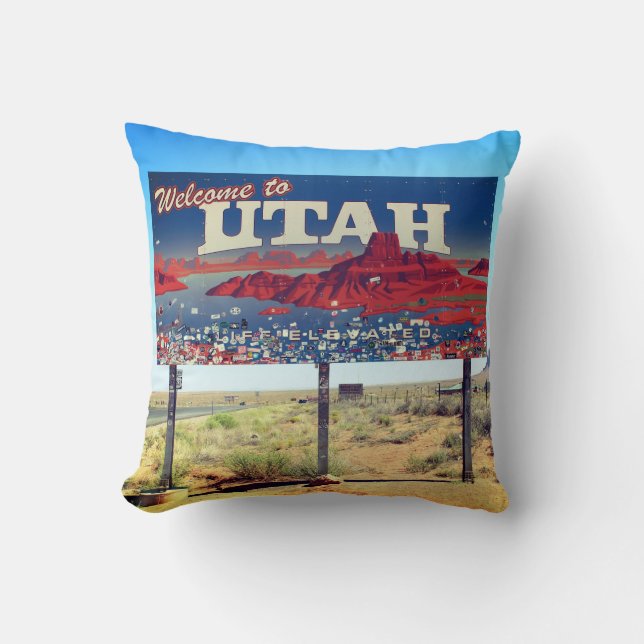 Welkom bij Utah Sign Pillow! Kussen (Voorkant)