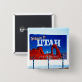 Welkom bij Utah Sign Vierkante Button 5,1 Cm (Voorkant /achterkant)