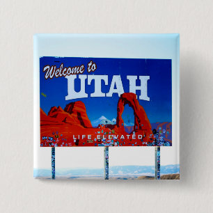 Welkom bij Utah Sign Vierkante Button 5,1 Cm