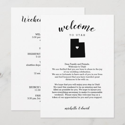 Welkom bij Utah | Wedbrief en reisroute (Voorkant / Achterkant)