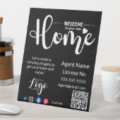 Welkom bij uw nieuwe open huis voor onroerend goed reclamebord met voetstuk (Insitu)