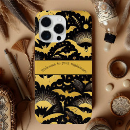 Welkom bij uw Nightmare Gold Bat Halloween Quote iPhone 15 Pro Max Hoesje