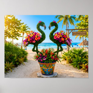 Welkom bij uw pensioneringshuis Flamingo's op het Poster