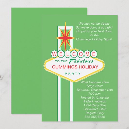 Welkom bij Vegas Holiday Party Uitnodiging (Voorkant / Achterkant)