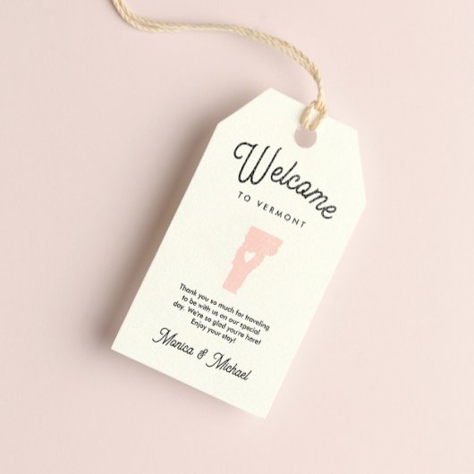 Welkom bij VERMONT Wedding OM HET EVEN WELKE KLEUR Cadeaulabel