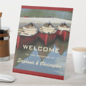 Welkom bij Wedding Celebration Red Canoes Reclamebord Met Voetstuk (Insitu)