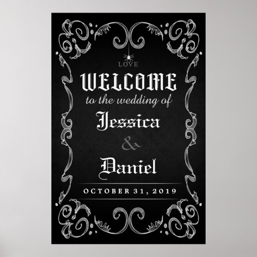 Welkom bij Wedding Halloween Spider Poster Sign (Voorkant)